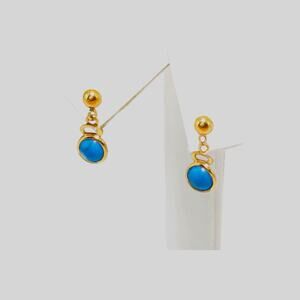 Girls .52 ct Turquoise bezel Drop Earrings/ Premium Quality 1/20 14K Gold Filled